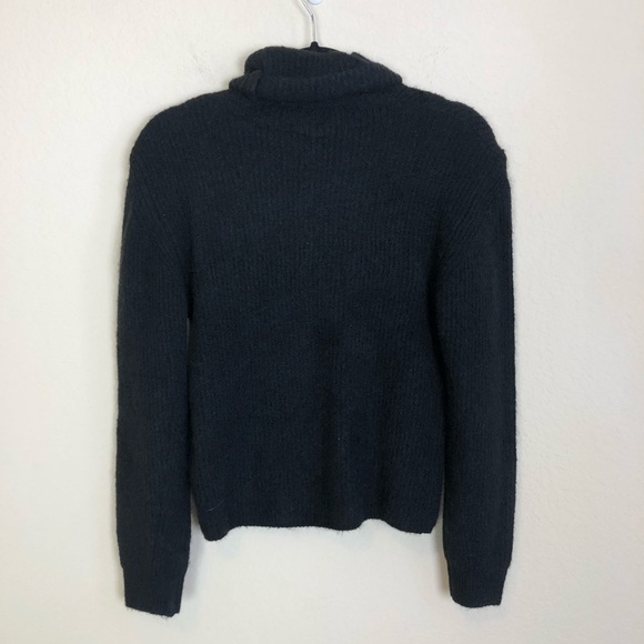 New Topshop Black Roll Neck Turtleneck Knit Chunky Wool Blend Sweater Size 0-2 - Picture 10 of 13